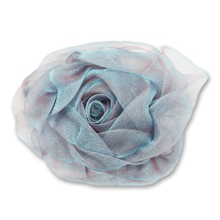 Broszka kwiat róża szyfon 7cm niebieski KDO-007